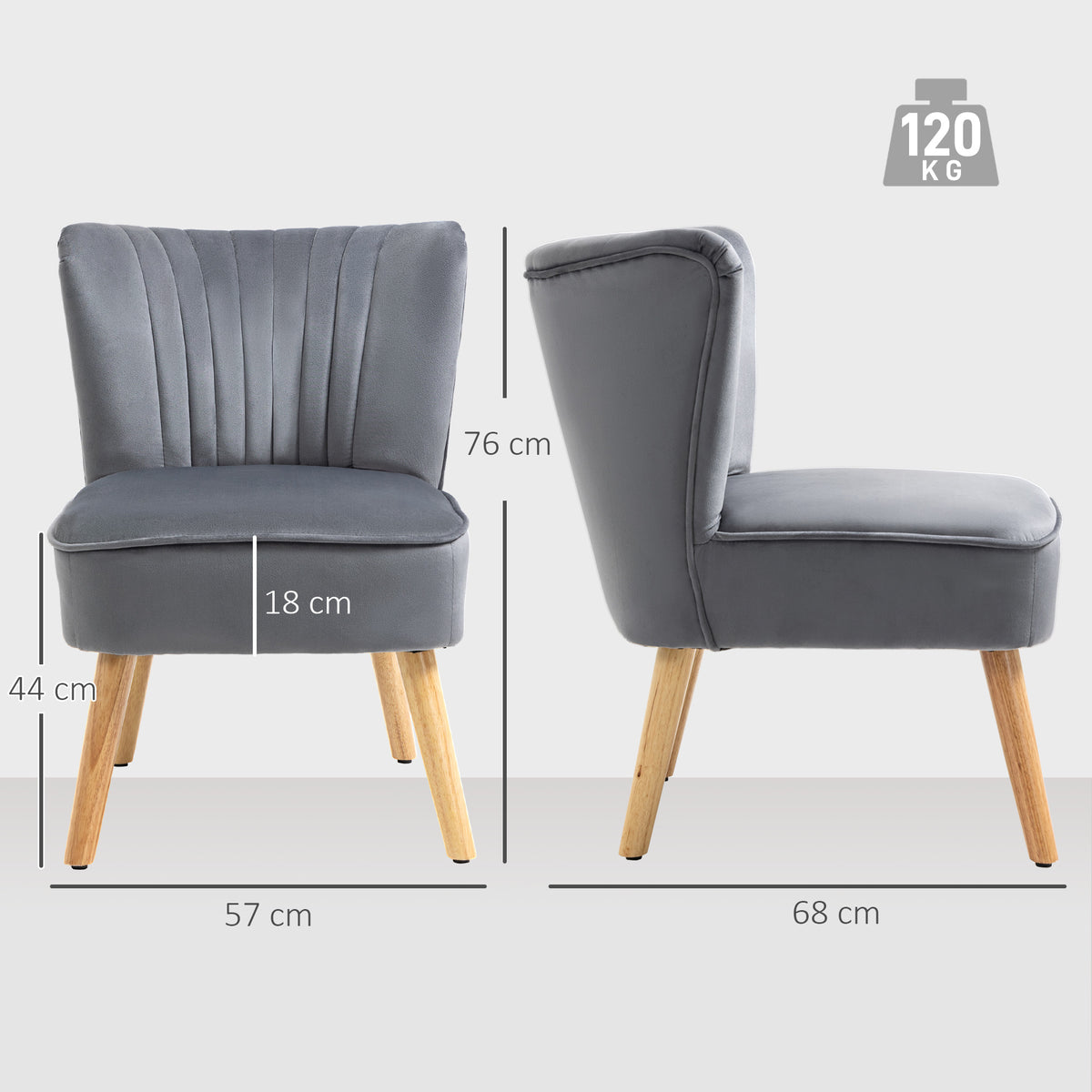 HOMCOM Modern Accent Chair in Grey