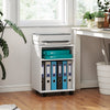 HOMCOM 2-Tier Printer Stand with Storage, Under Desk Printer Cart on Wheels, White