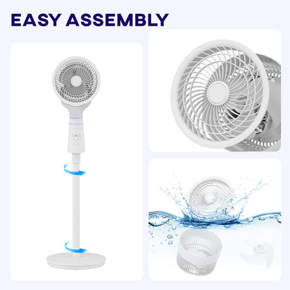 HOMCOM Pedestal Air Circulation Fan with Oscillating, Light Off, White