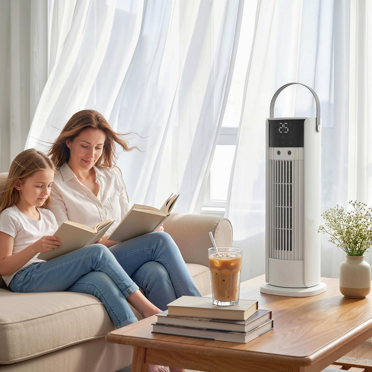 HOMCOM Tower Fan in White