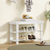 HOMCOM Two Shelf Bamboo Shoe Storage Bench - White