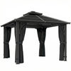 Outsunny 2.5 x 2.5 m Hardtop Gazebo Canopy with 7mm PC Roof, Garden Gazebo Permanent Pavilion with Netting, Curtains, Dark Grey