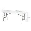 Outsunny Folding Garden Table, 180 x 75cm Rectangular HDPE Outdoor Picnic Table for 6, Metal Frame for Patio, Park, White