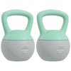 SPORTNOW 2 x 6kg Soft Kettlebell, Kettle Bell with Non-Slip Handle, for Home Gym, Strength Training, Cardio - Grey and Green