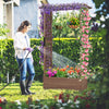 Raised Garden Bed Fir Wood Planter Box with 2-Sided Trellis and Hanging Roof-Brown