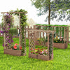 Raised Garden Bed Fir Wood Planter Box with 2-Sided Trellis and Hanging Roof-Brown