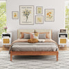 Rattan Nightstand with Storage and PE Rattan Decorated Door-White-2 Pack