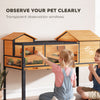PawHut Wooden Tortoise House with Stand Legs, Clear Observation Windows, Ramps, Openable Top, Built-in Tray, Yellow