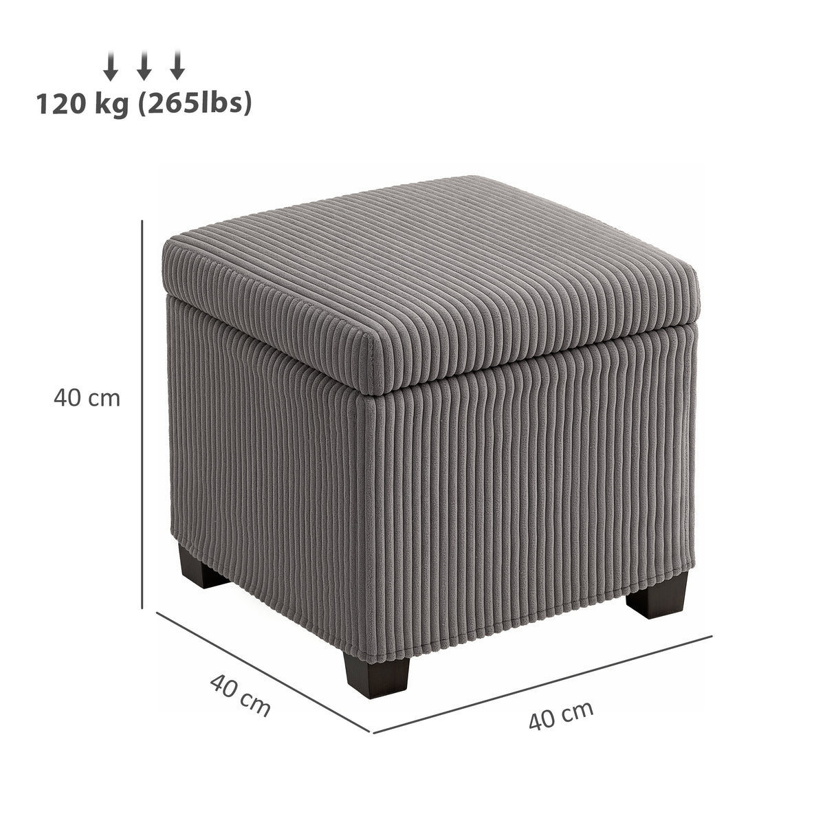 HOMCOM Storage Ottoman Bench in Grey