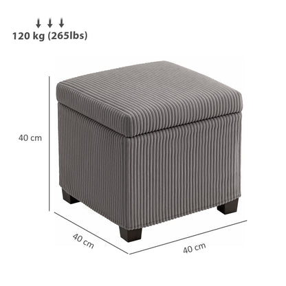 HOMCOM Storage Ottoman Bench in Grey
