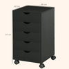 HOMCOM 5 Drawer Mobile Filing Cabinet, Vertical File Cabinet, Modern Rolling Office Storage Organizer Cupboard, Black