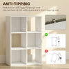 HOMCOM Industrial Style Storage Shelf, Bookcase, Bookshelf with 6 Compartments, for Living Room, Home Study, White Wood Effect
