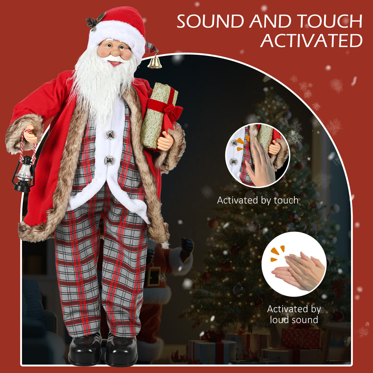 HOMCOM 120cm Animated Santa Claus Figure in Red