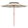 Outsunny 2.7 m Garden Parasol with Double Top Outdoor Market Table Umbrella with Crank System, Cream White
