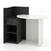 Corner Front Reception Counter Desk with Lockable Drawer-Black & White