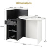 Corner Front Reception Counter Desk with Lockable Drawer-Black & White