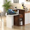 Reception Desk with Lockable Drawer and Adjustable Shelf for Office-Brown
