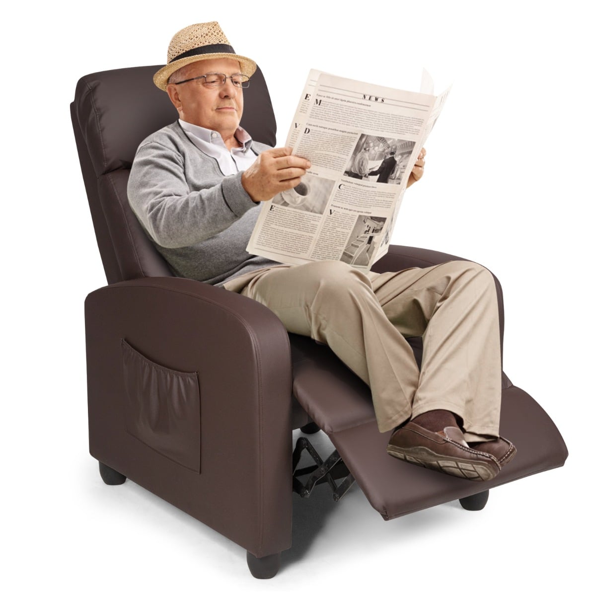 Recliner Armchair with Reclining Function and Adjustable Leg Rest-Coffee