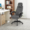 Reclining Home Office Chair Chenille Fabric Upholstered Computer Desk Chair with Padded Linkage Armrests-Grey