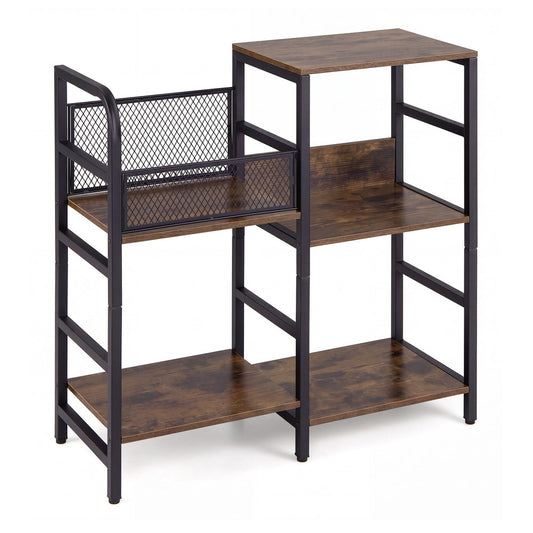 Record Player Stand Holds Up to 180-200 Albums with vinyl record storage in rustic brown