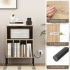Record Player Stand with Charging Station and 5 Storage Compartments-Natural
