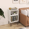 Record Player Stand 3-Tier Turntable Stand with Charging Station Vinyl Record Storage Table-White