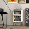 Record Player Stand 3-Tier Turntable Stand with Charging Station Vinyl Record Storage Table-White