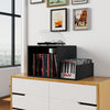 Record Player Stand with Power Outlet and Removable Dividers-Black