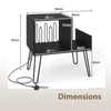 Record Player Stand with Power Outlet and Removable Dividers-Black