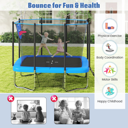 Trampoline bouncing promotes physical exercise and happy childhood