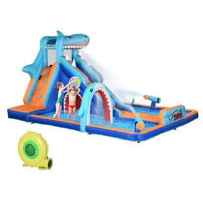 Outsunny 6 in 1 Shark-Themed Bouncy Castle in Multi Colour