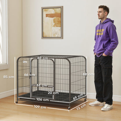 PawHut Heavy Duty Dog Crate,109 x 72 x 85 cm, Large Dog Cage for Small to Large Breeds