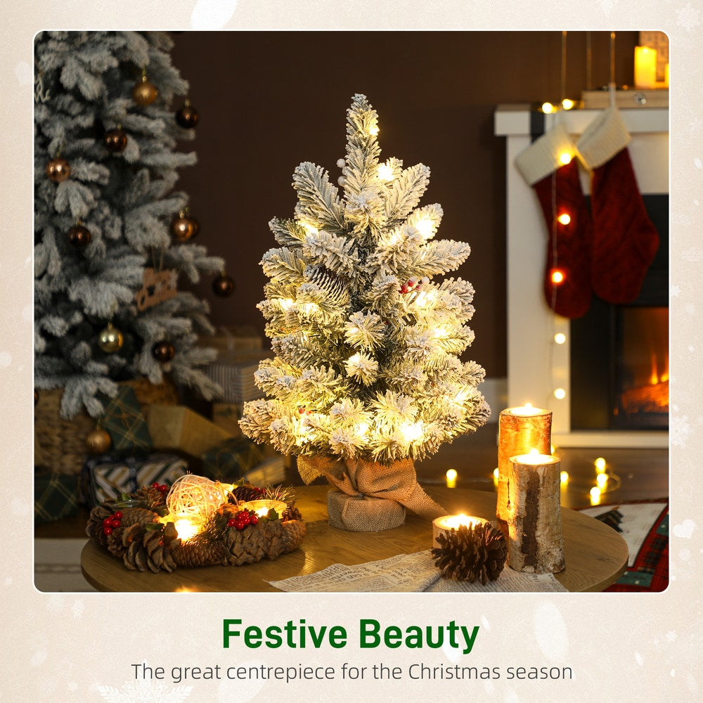 HOMCOM 60 cm Prelit Small Christmas Tree in Green