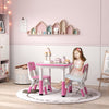 AIYAPLAY Height Adjustable Toddler Table and Chair Set, 3-Piece Children Activity Table w/ 2 Chairs for Playroom, Bedroom - Pink