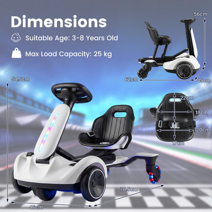 Ride on Drift Car, the kids electric car with various dimension lines and labels showing the size of the vehicle