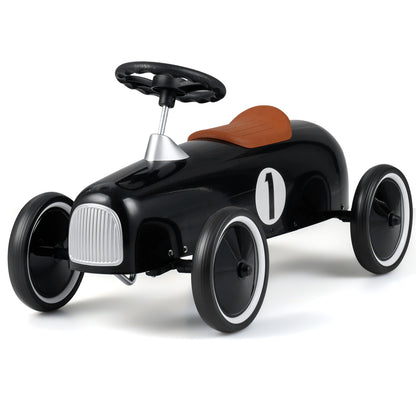 Ride on Push Car, a black toddler car with a brown seat and silver grille
