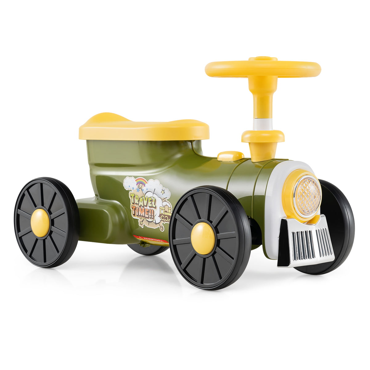 Ride on Push Car Train with sound button and storage compartment in green