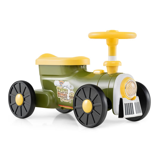 Ride on Push Car Train with sound button and storage compartment in green