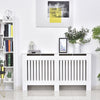 HOMCOM Slatted Radiator Cover Painted Cabinet MDF Lined Grill in White (152L x 19W x 81H cm)