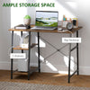 HOMCOM Industrial-Style Work Desk, with Shelves - Brown/Black