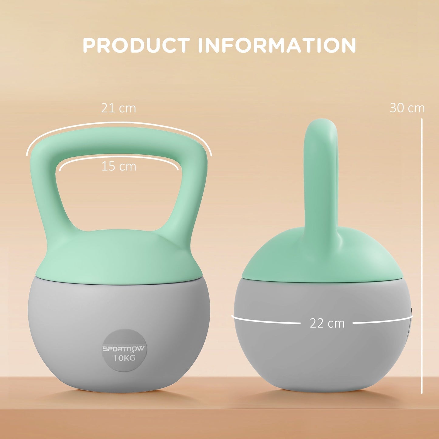 SPORTNOW 10KG Soft Kettlebell, Kettlebell with Non-Slip Handle for Home Gym, Weight Lifting, Strength Training, Green/Grey