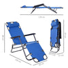 Outsunny 2 in 1 Folding Sun Lounger Reclining Garden Chair Set of 2 with 2-Level Adjustable Backrest, Outdoor Zero Gravity Recliner Garden Chairs with Head Pillow and Armrests, Blue