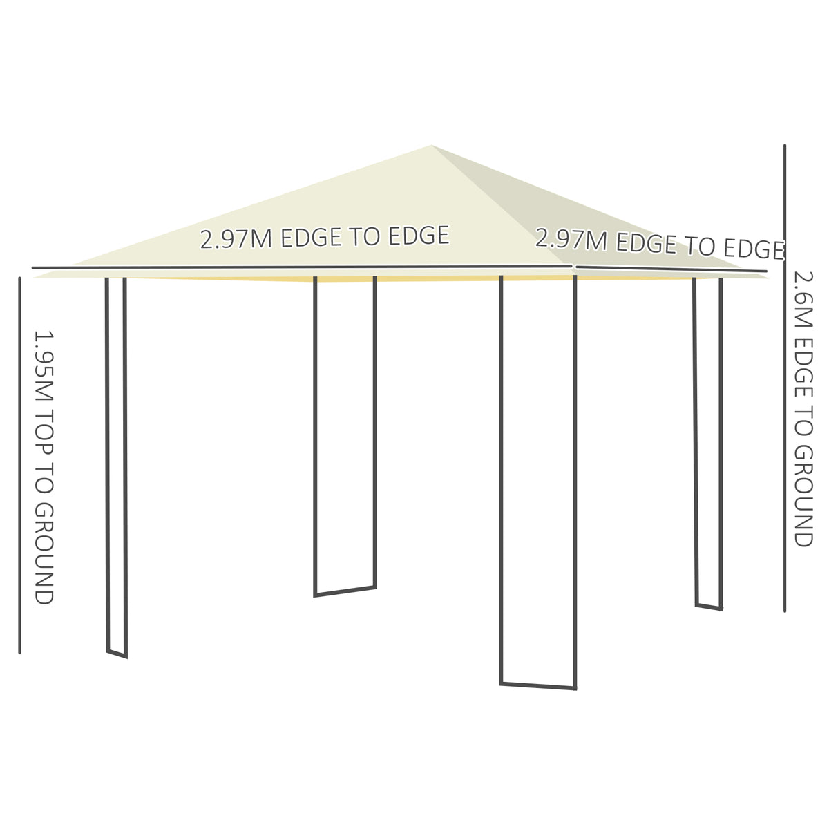 Outsunny 3 x 3 Meters Patio Garden Metal Gazebo in Cream White