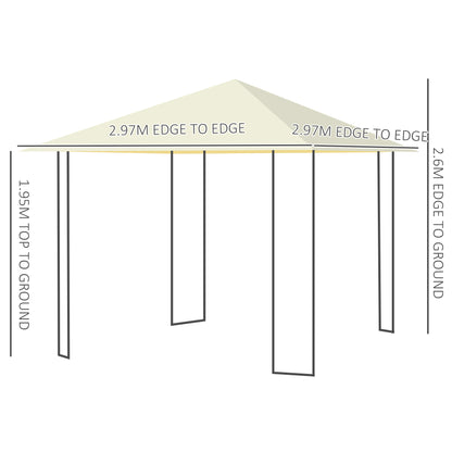 Outsunny 3 x 3 Meters Patio Garden Metal Gazebo in Cream White
