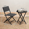 Outsunny 3 Pieces Outdoor Bistro Set, Glass Top Outdoor Table and 2 Folding Chairs with Protecting Feet, Black