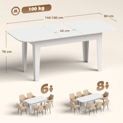 HOMCOM Extendable Oval Dining Table for 4-6 in White