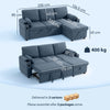 HOMCOM Corner Sofa Bed, L Shaped Sleeper Sectional Sofa with Reversible Storage Chaise, Blue