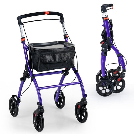 Rollator Walkers Lightweight Foldable Rolling Walker shown in both open and folded positions