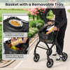 Rollator Walkers Lightweight Foldable Rolling Walker with Tray for Seniors-Black