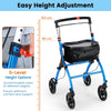 Rollator Walkers Lightweight Foldable Rolling Walker with Tray for Seniors-Black & Blue